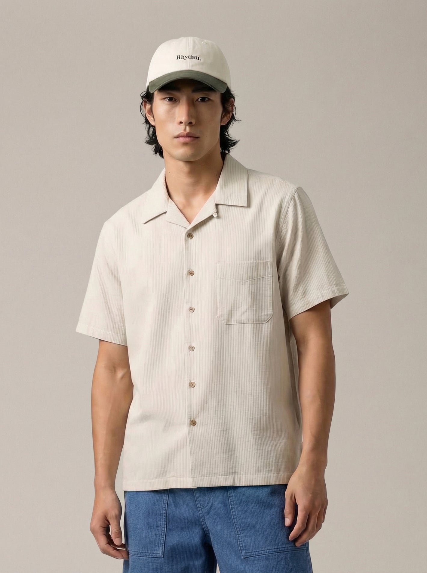ATRIUM - Textured Stripe Camp Shirt - 