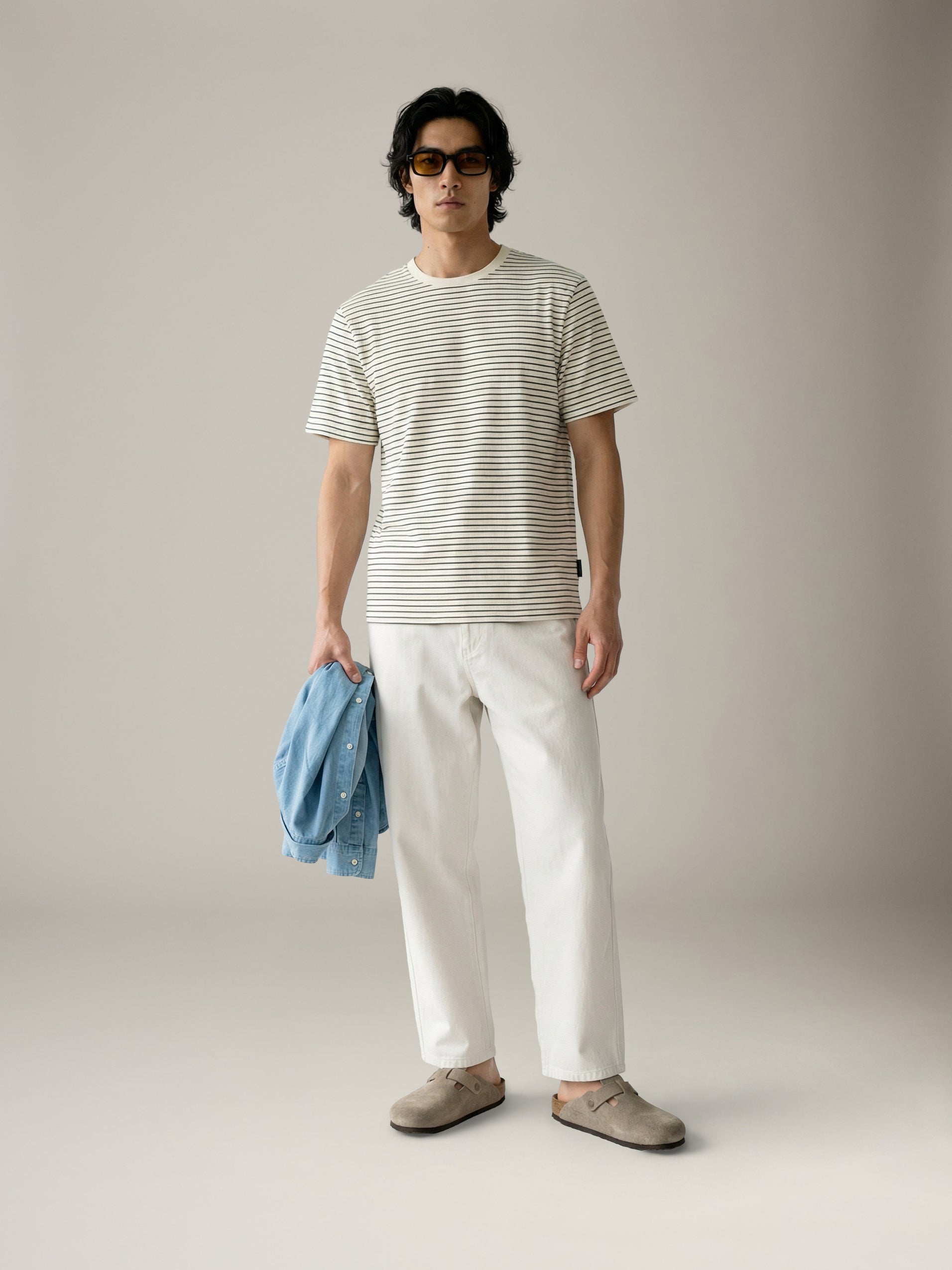 JACK & JONES - Dover Striped T-Shirt - Antique White