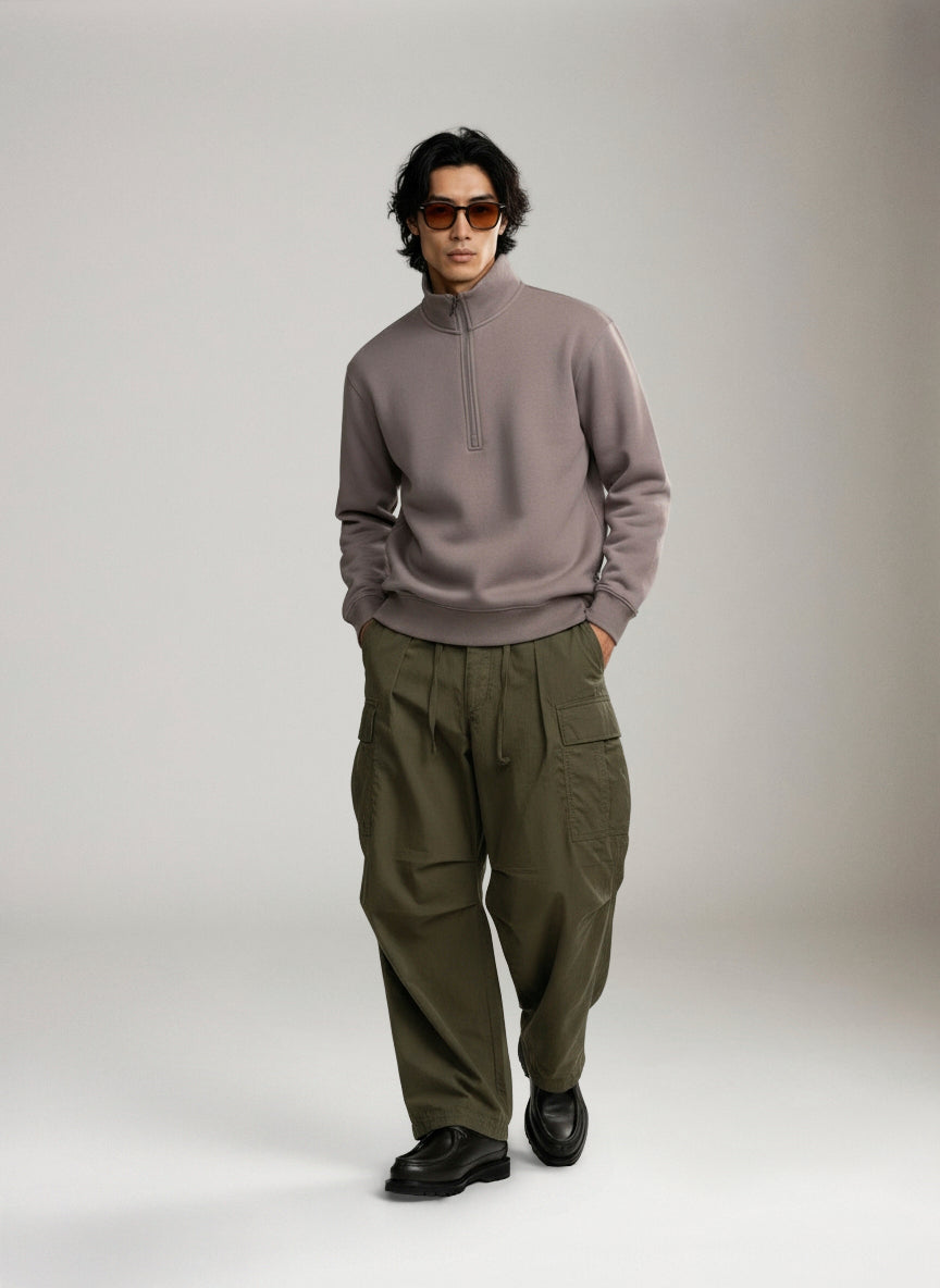 ATRIUM - Midweight Fleece Half-Zip Pullover - Graphite Gray