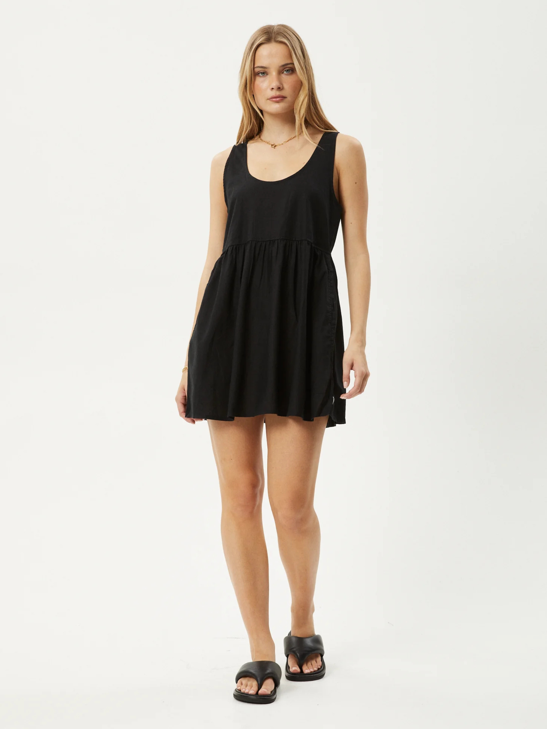AFENDS-Jesse Hemp Mini Dress-Black