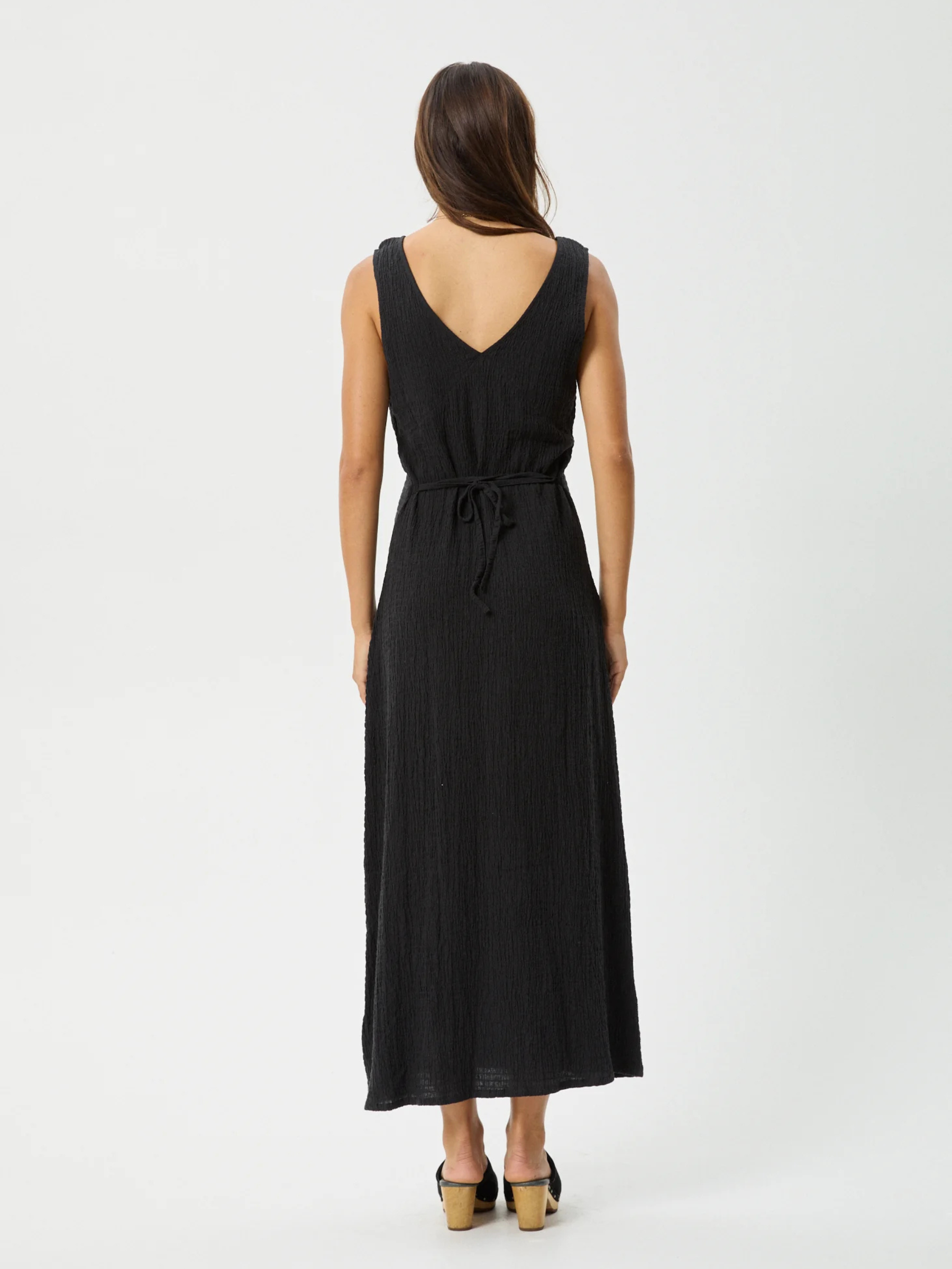 AFENDS-Focus Seersucker Maxi Dress-Black