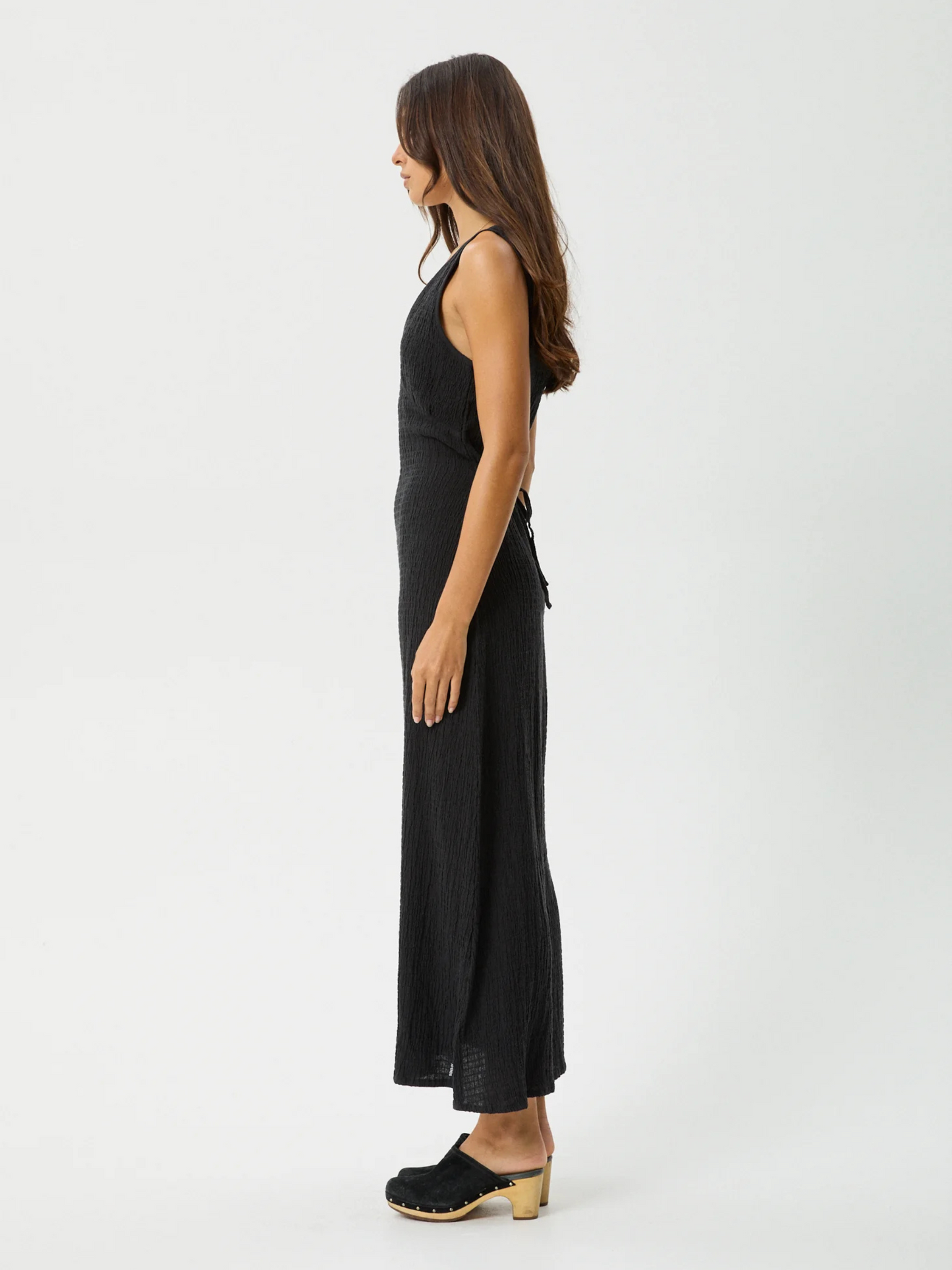 AFENDS-Focus Seersucker Maxi Dress-Black