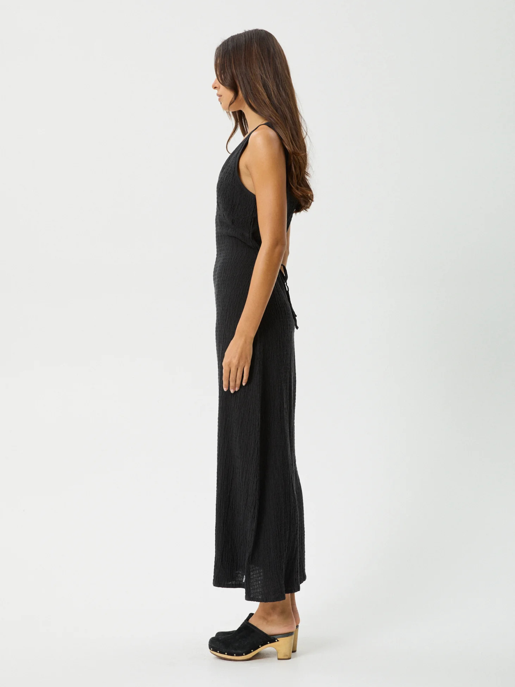 AFENDS-Focus Seersucker Maxi Dress-Black