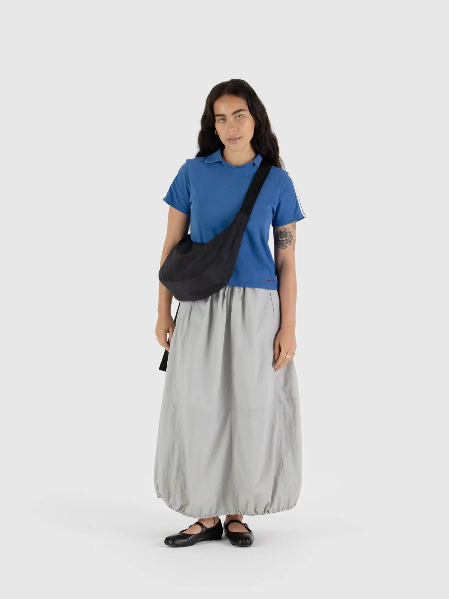BAGGU-Medium Nylon Crescent Bag - Black-Black