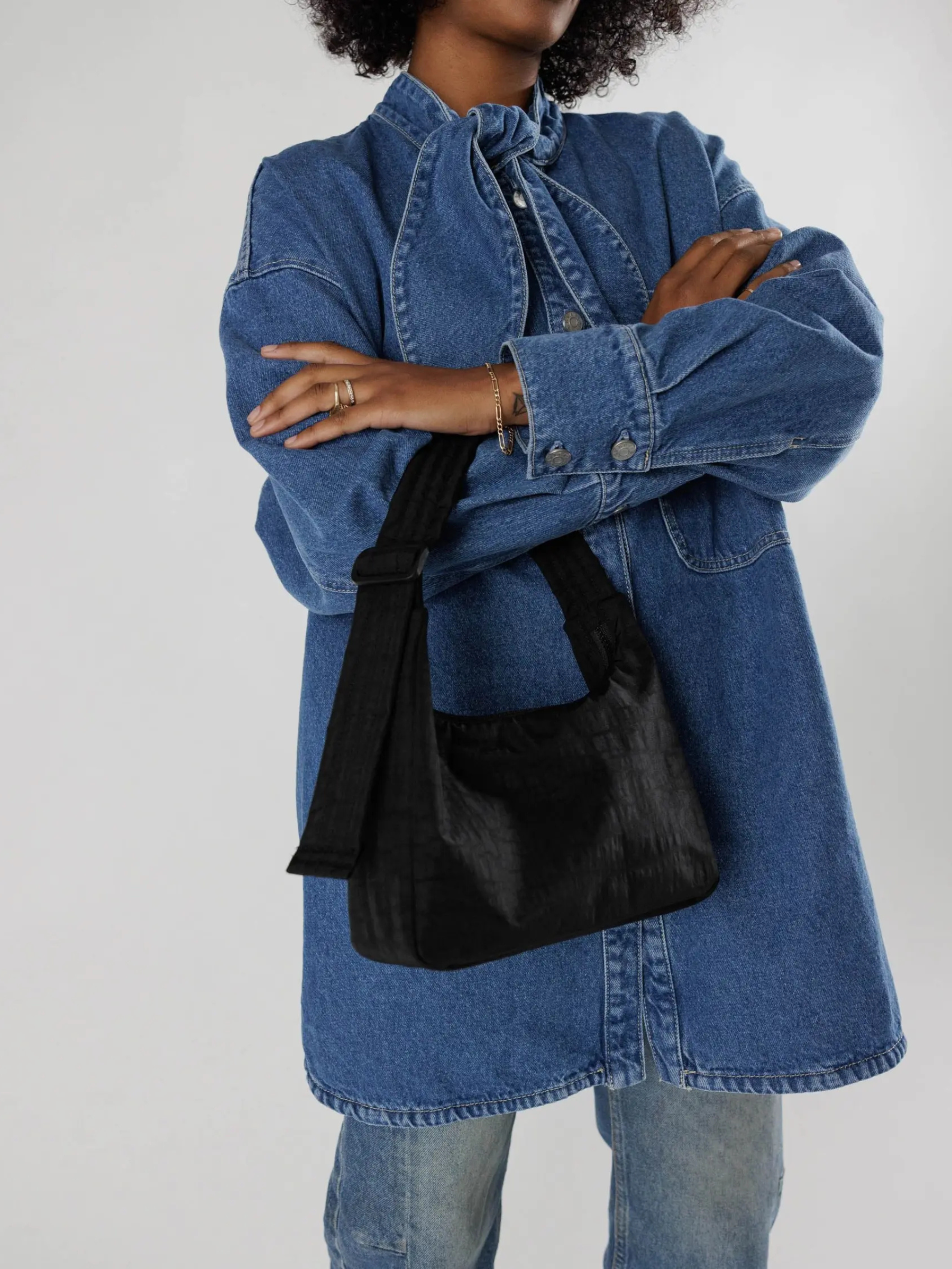 BAGGU-Mini Nylon Shoulder Bag - Black-Black