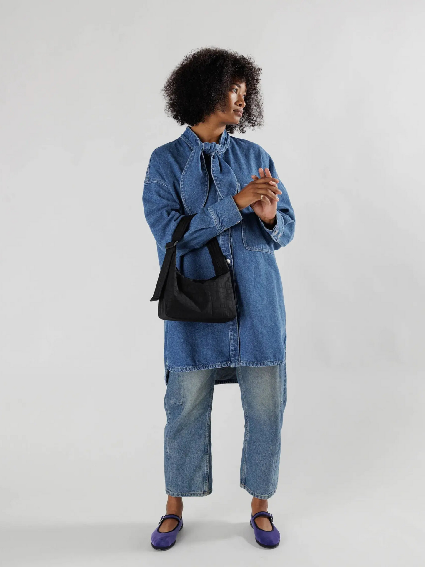 BAGGU-Mini Nylon Shoulder Bag - Black-Black