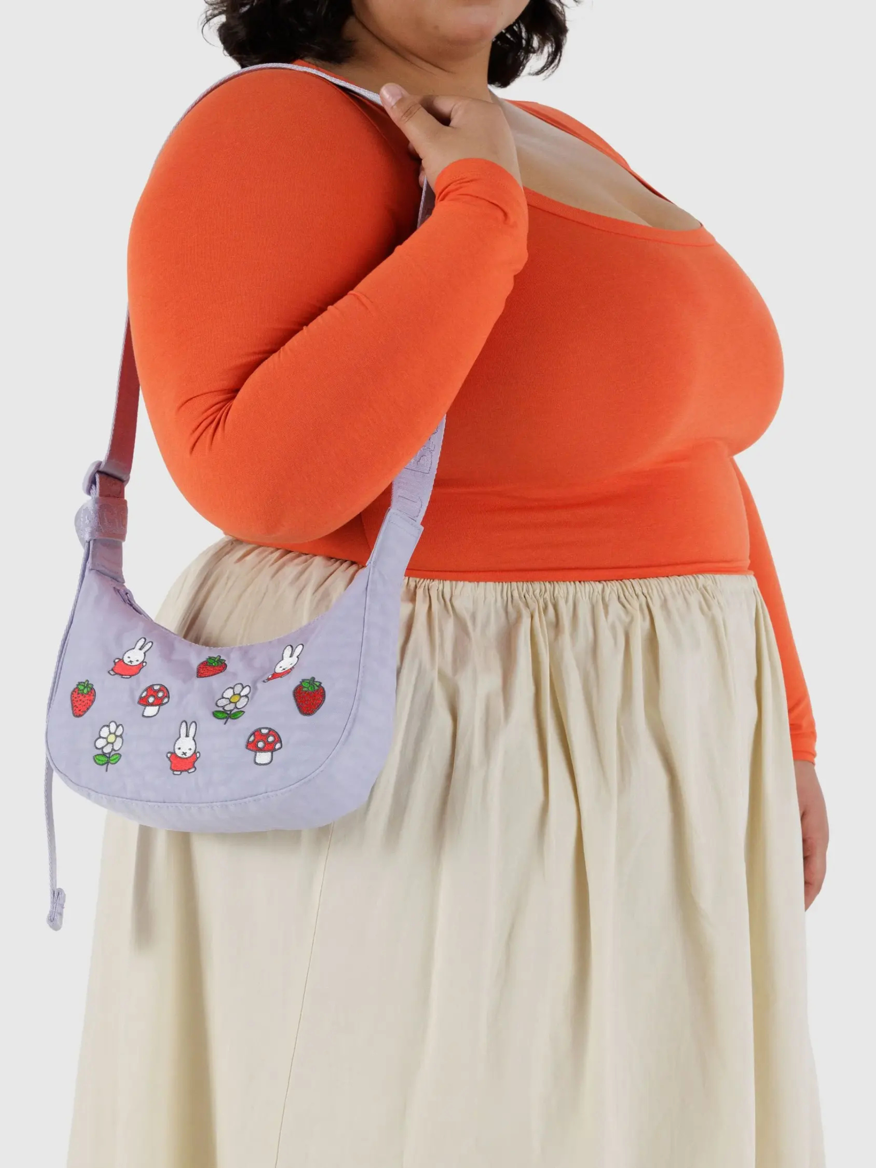 BAGGU-Miffy Small Nylon Crescent Bag-Embroidered Miffy