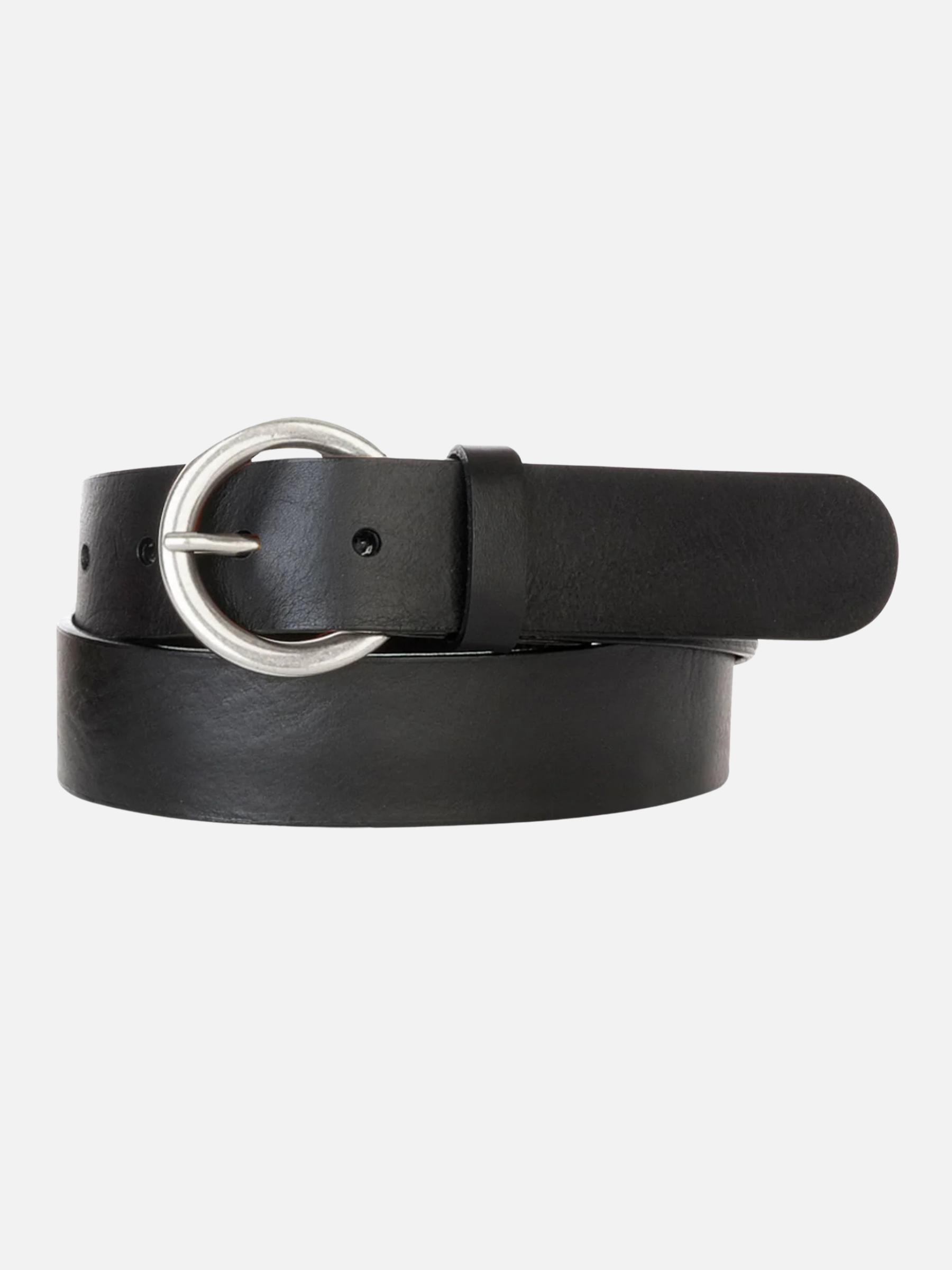 BRAVE-Milena Circle Buckle Leather Belt-Black