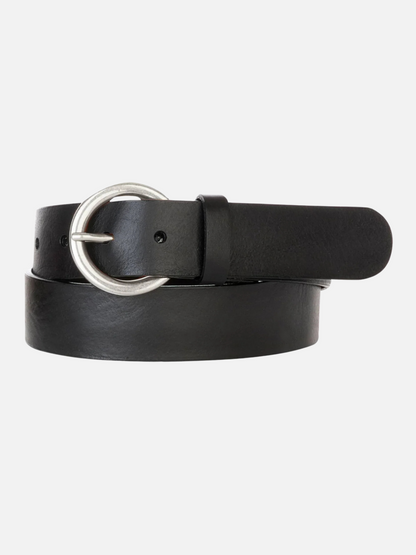 BRAVE-Milena Circle Buckle Leather Belt-Black