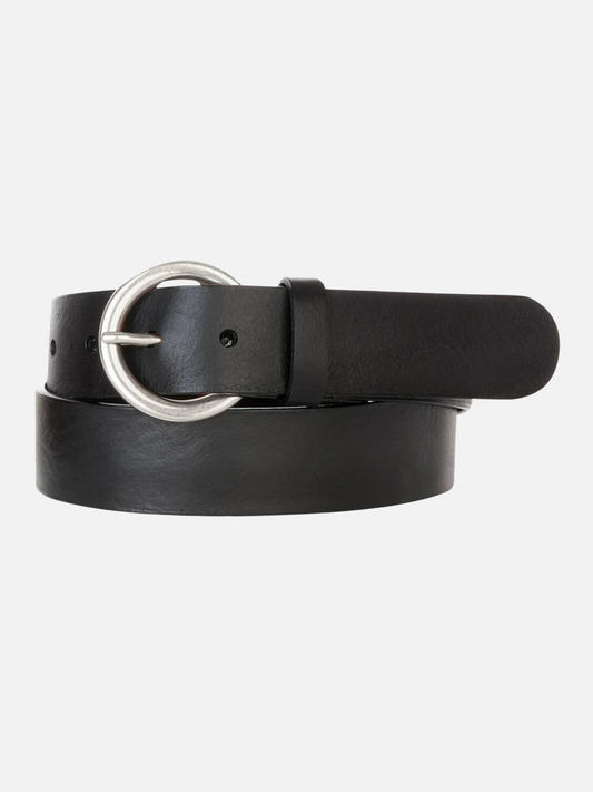 BRAVE-Milena Circle Buckle Leather Belt-Black