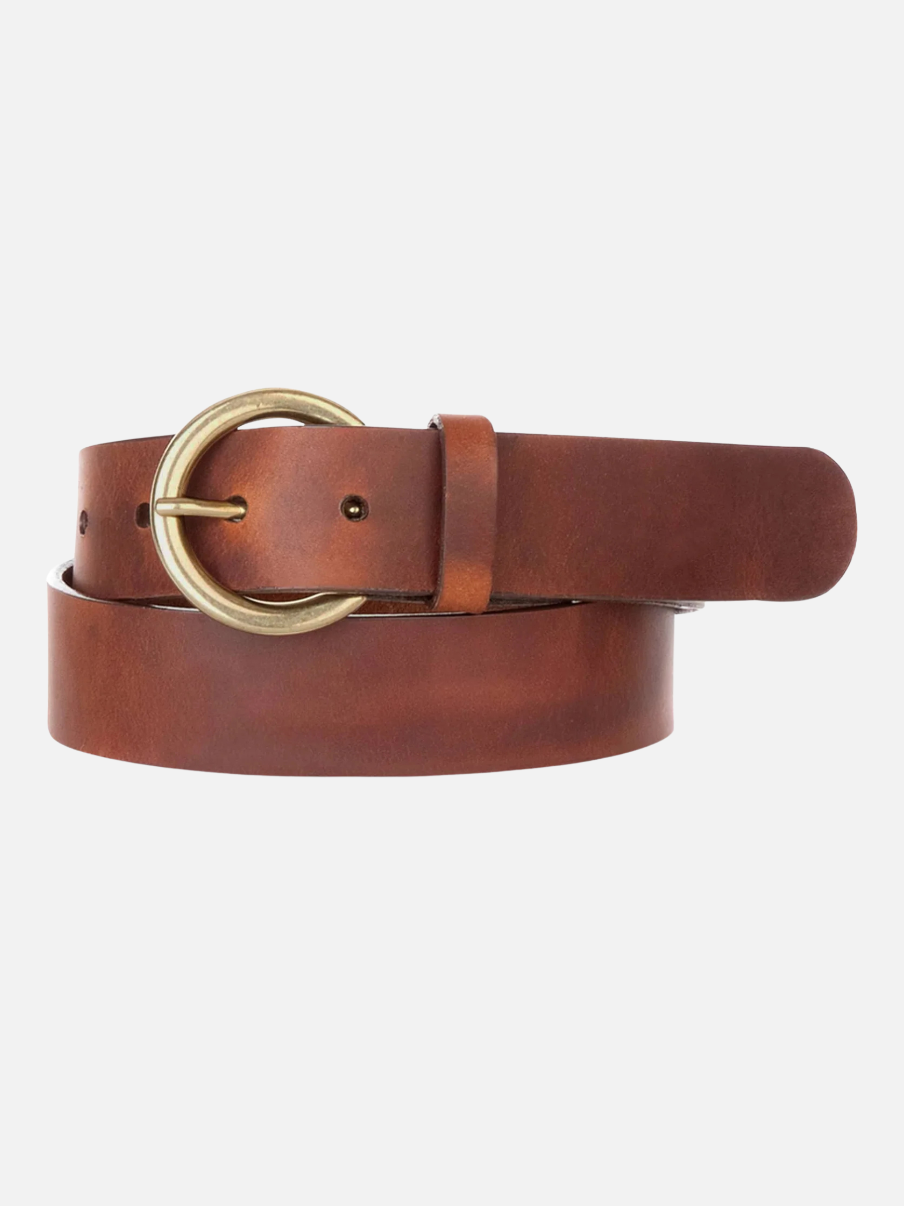 BRAVE-Milena Circle Buckle Leather Belt-Brandy
