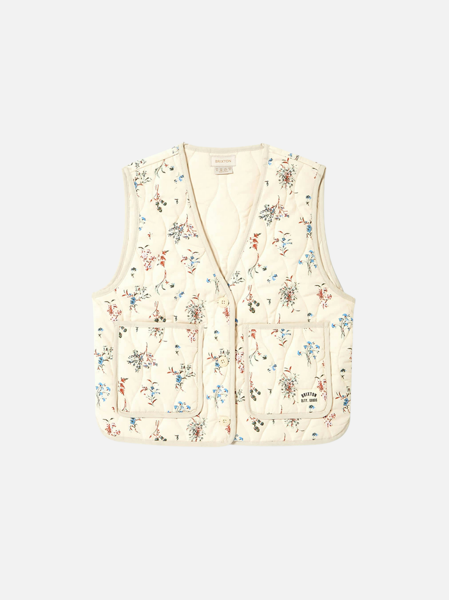 BRIXTON-Field Floral Quilted Vest-Whitecap/Hazelnut/Ditsy Floral