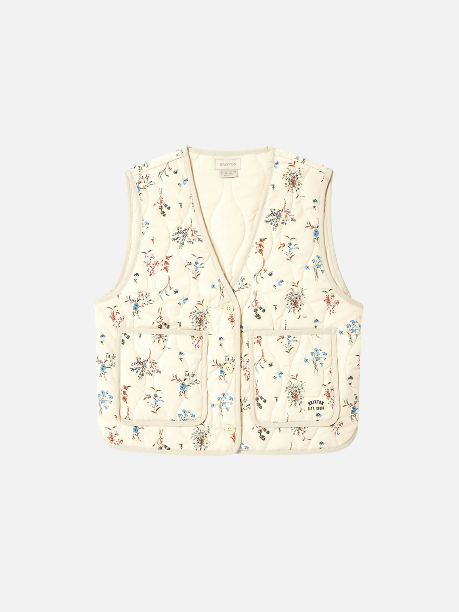 BRIXTON-Field Floral Quilted Vest-Whitecap/Hazelnut/Ditsy Floral
