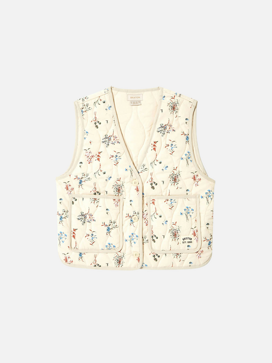 BRIXTON-Field Floral Quilted Vest-Whitecap/Hazelnut/Ditsy Floral