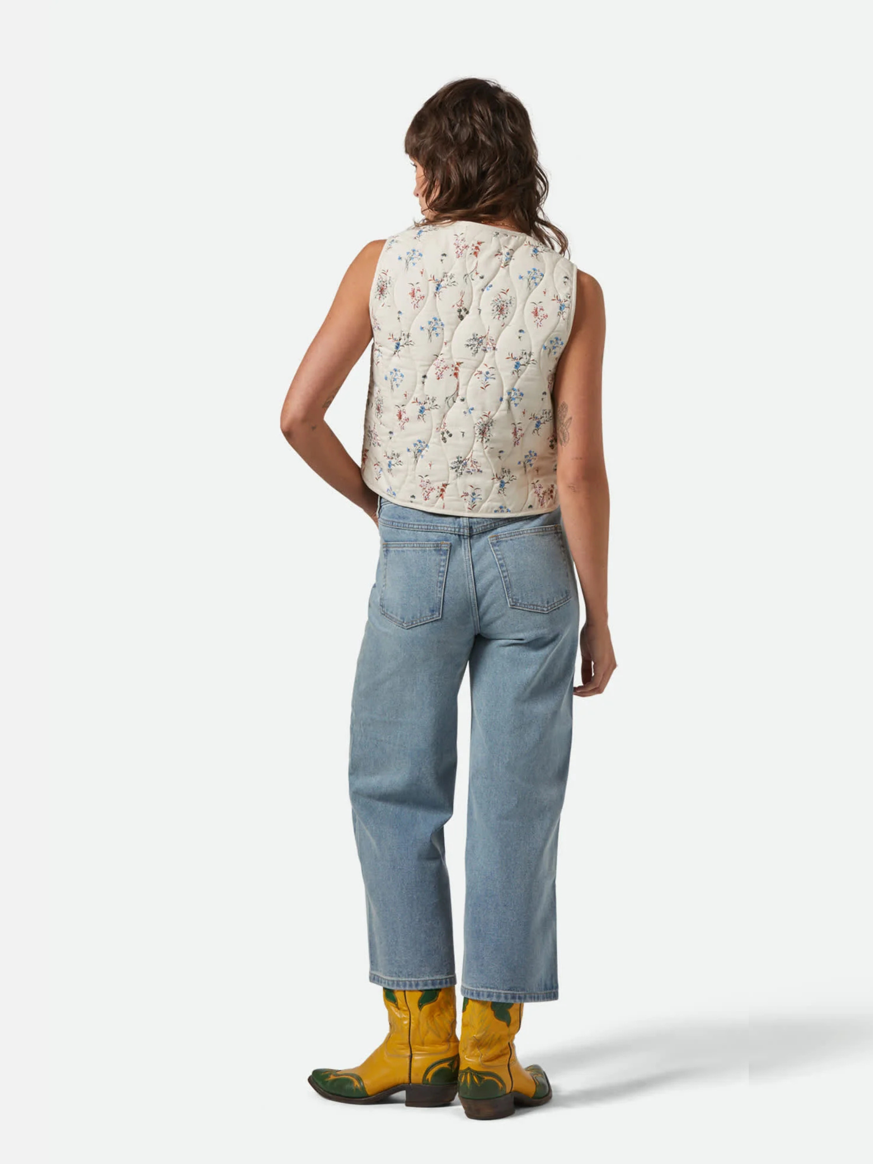 BRIXTON-Field Floral Quilted Vest-Whitecap/Hazelnut/Ditsy Floral