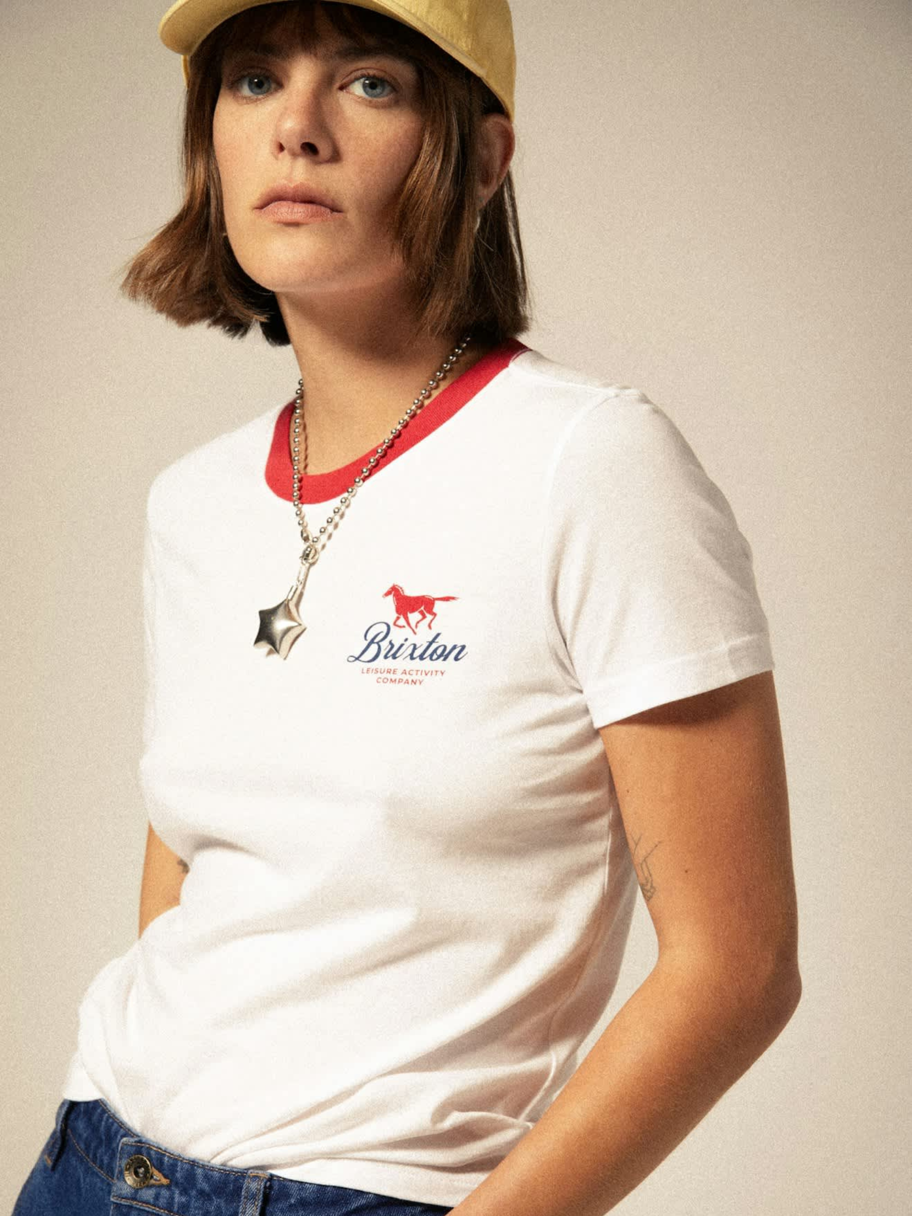 BRIXTON-Leisure Activity Crewneck Tee-White