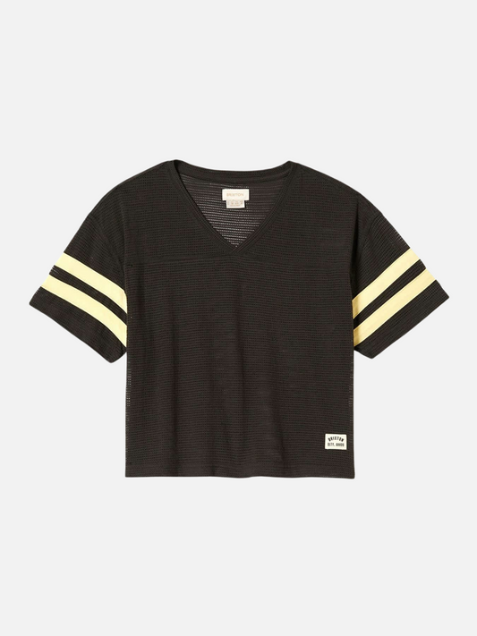 BRIXTON-Varsity Football Mesh Tee-Washed Black