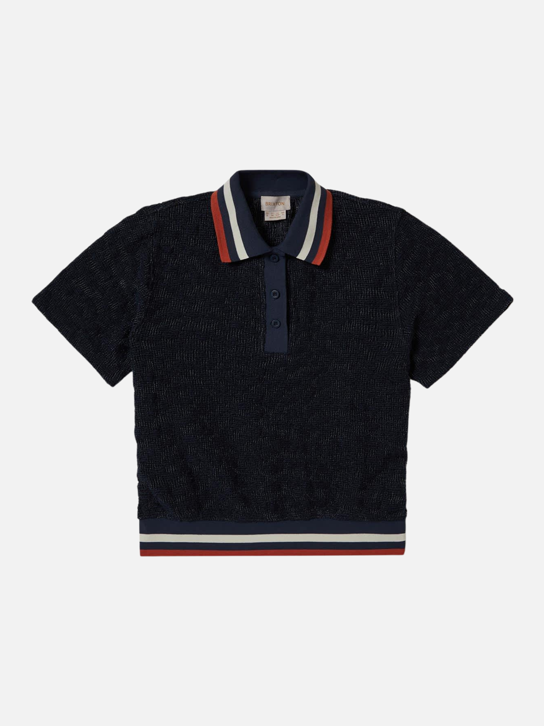 BRIXTON-Retro Mesh Short Sleeve Polo-Washed Navy