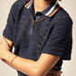 BRIXTON-Retro Mesh Short Sleeve Polo-Washed Navy