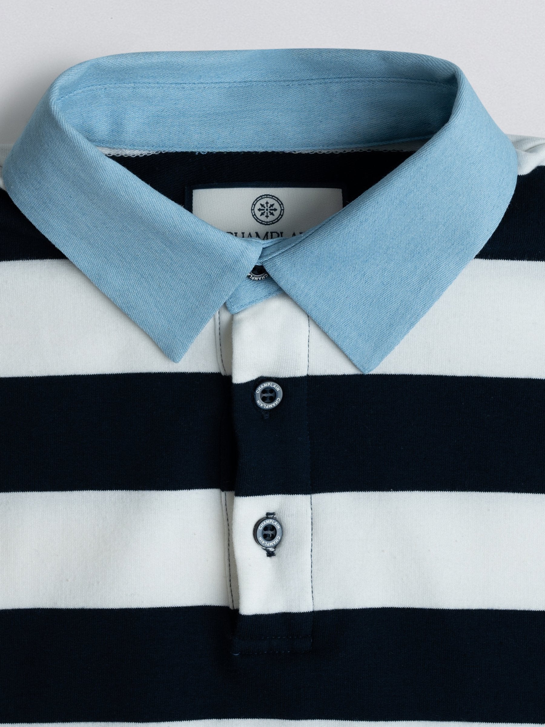 CHAMPLAIN - Denim Collar Rugby Shirt - 