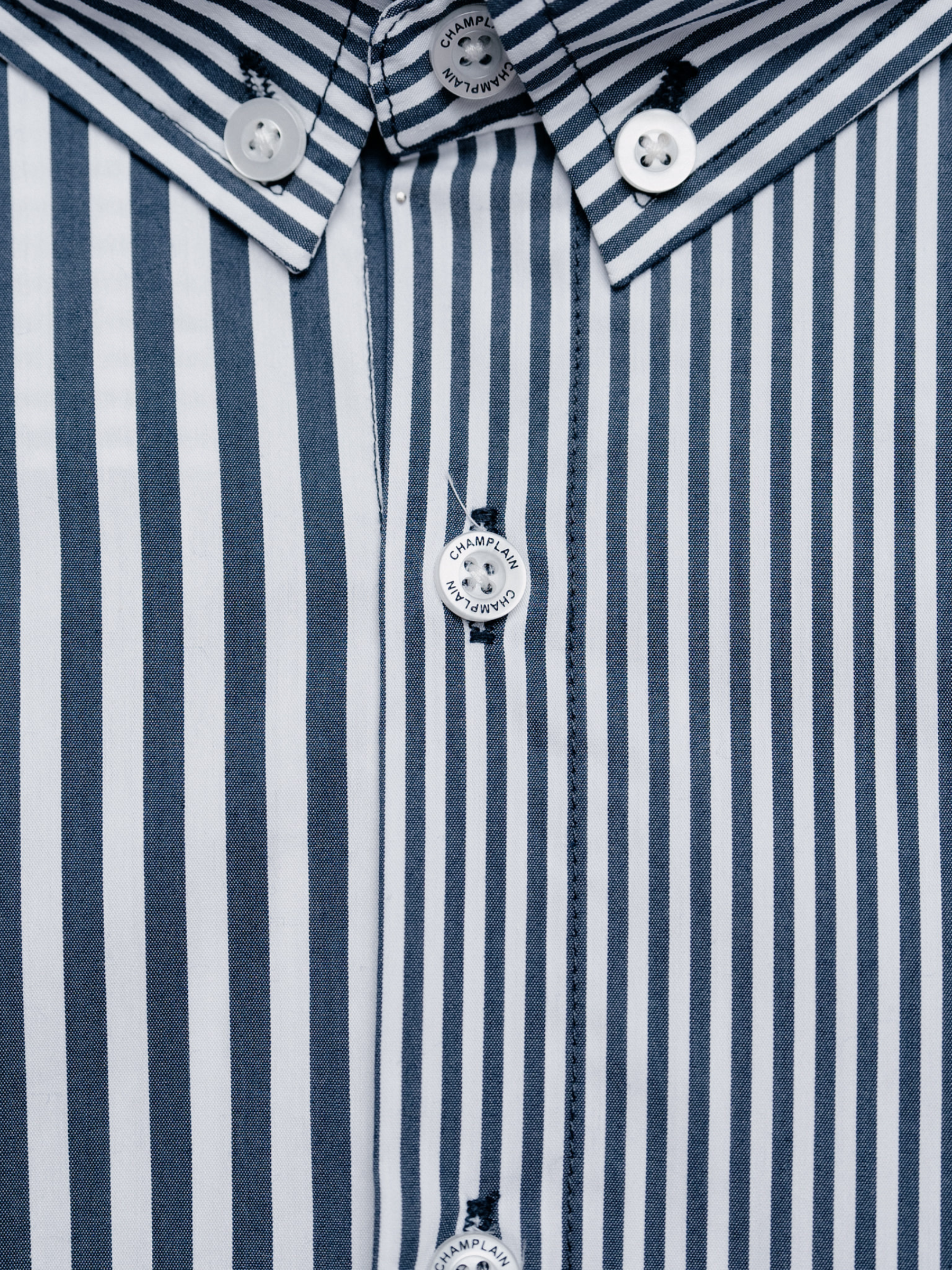 CHAMPLAIN-Stripe Dress Shirt-White / Navy