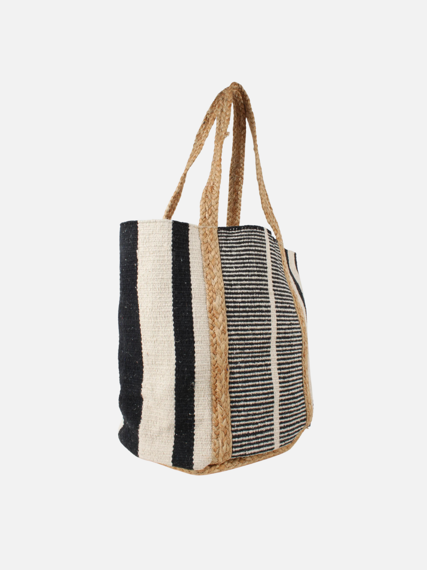 COLAB-Santa Barbara Stripe Tote-Cream / Black