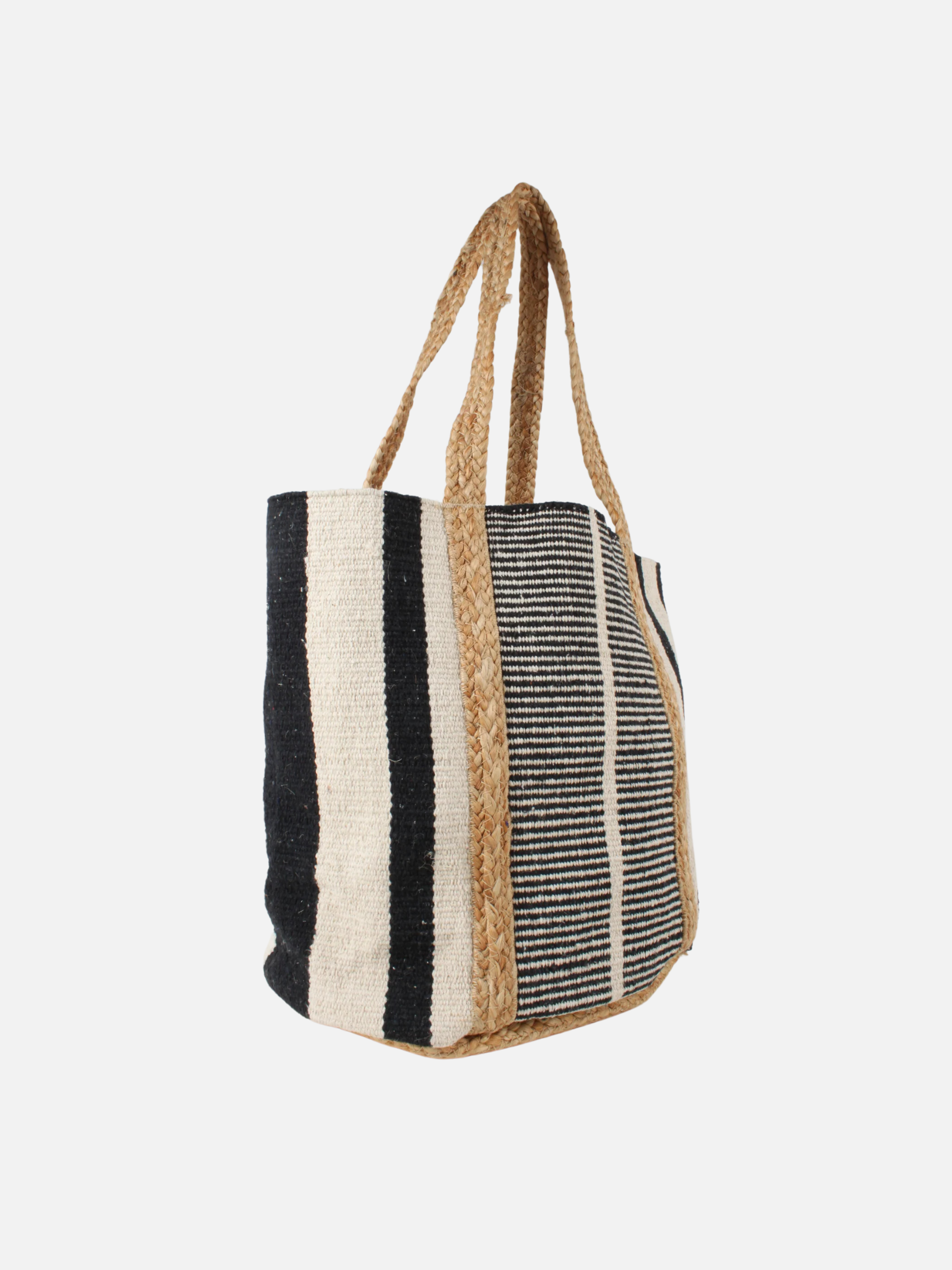 COLAB-Santa Barbara Stripe Tote-Cream / Black