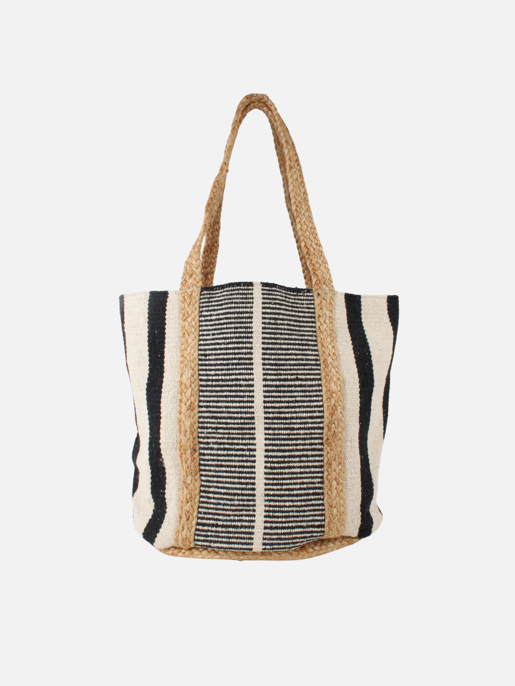 COLAB-Santa Barbara Stripe Tote-Cream / Black