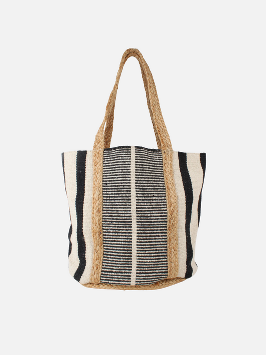 COLAB-Santa Barbara Stripe Tote-Cream / Black