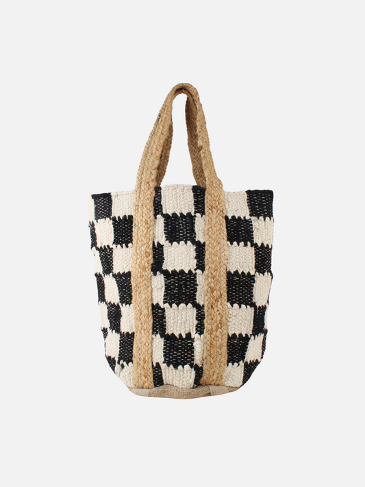 COLAB-Laguna Checker Tote-Black / Cream