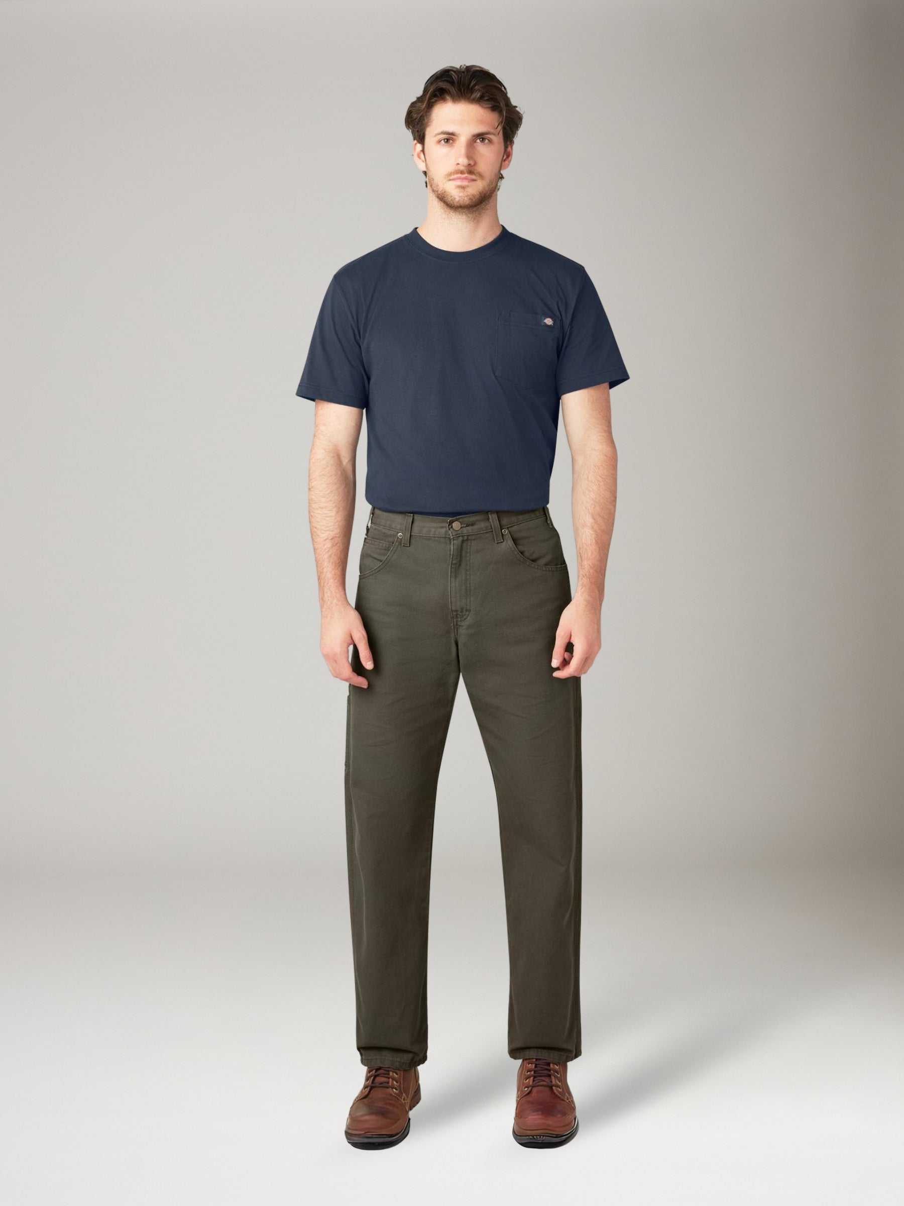 DICKIES - Relaxed Fit Heavyweight Duck Carpenter Pants - Rinsed Moss Green
