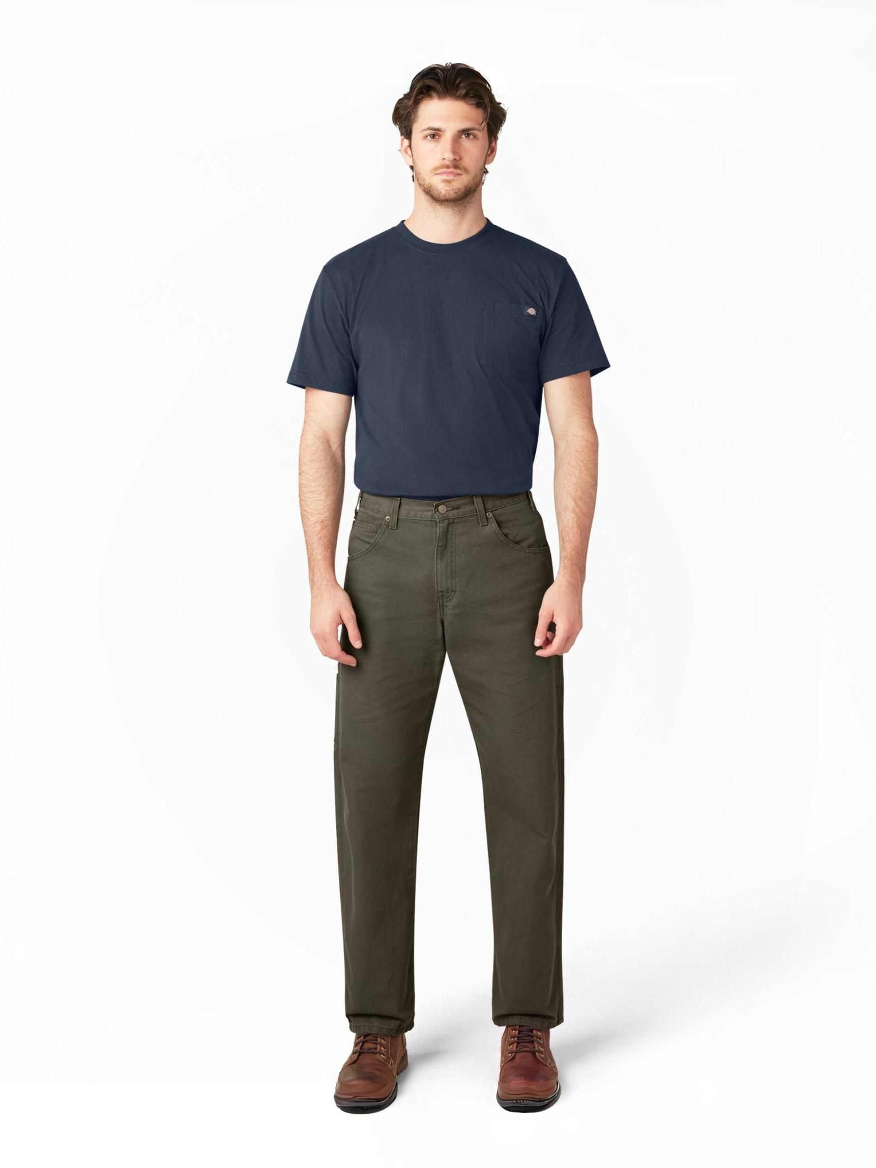 DICKIES - Relaxed Fit Heavyweight Duck Carpenter Pants - Rinsed Moss Green