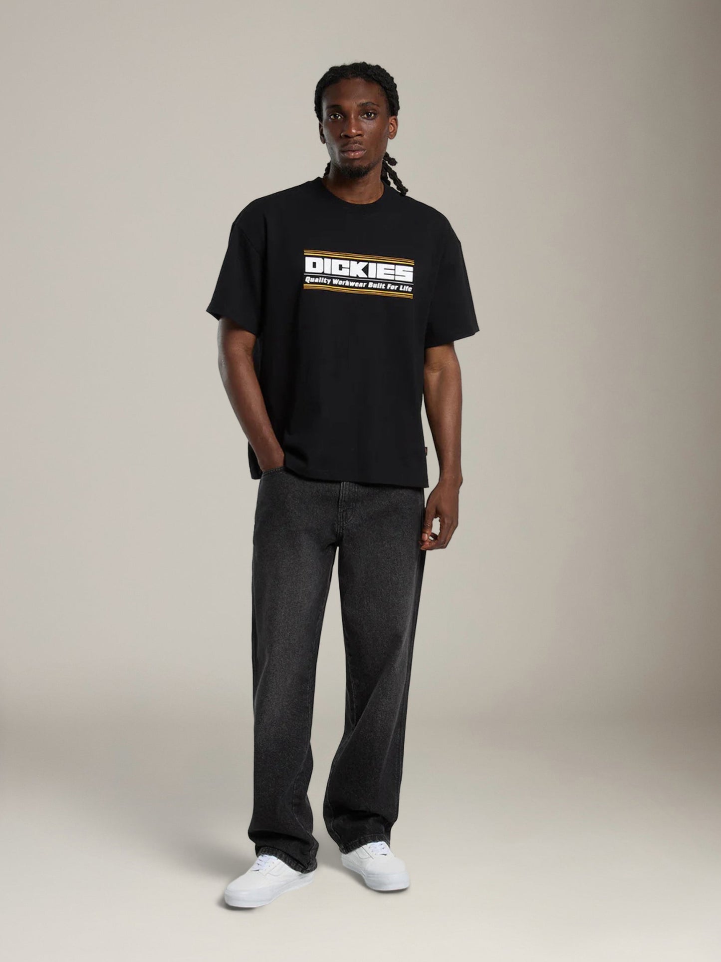 DICKIES - Relaxed Straight Work Jeans - Black Wash Faded
