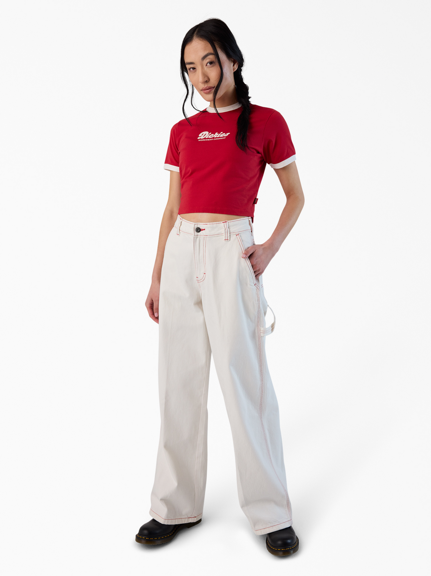 DICKIES-X Loose Denim Carpenter Pants-Egret