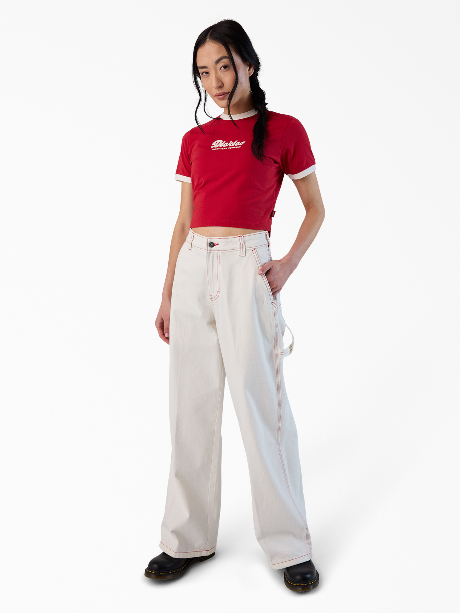 DICKIES-X Loose Denim Carpenter Pants-Egret