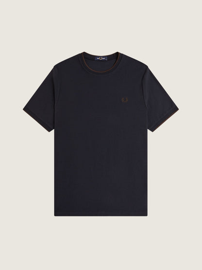 FRED PERRY - Crepe Piqué T-Shirt - Navy