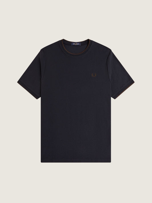 FRED PERRY - Crepe Piqué T-Shirt - Navy