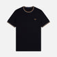 FRED PERRY - Twin Tipped T-Shirt - Black / Ecru / Dark Caramel