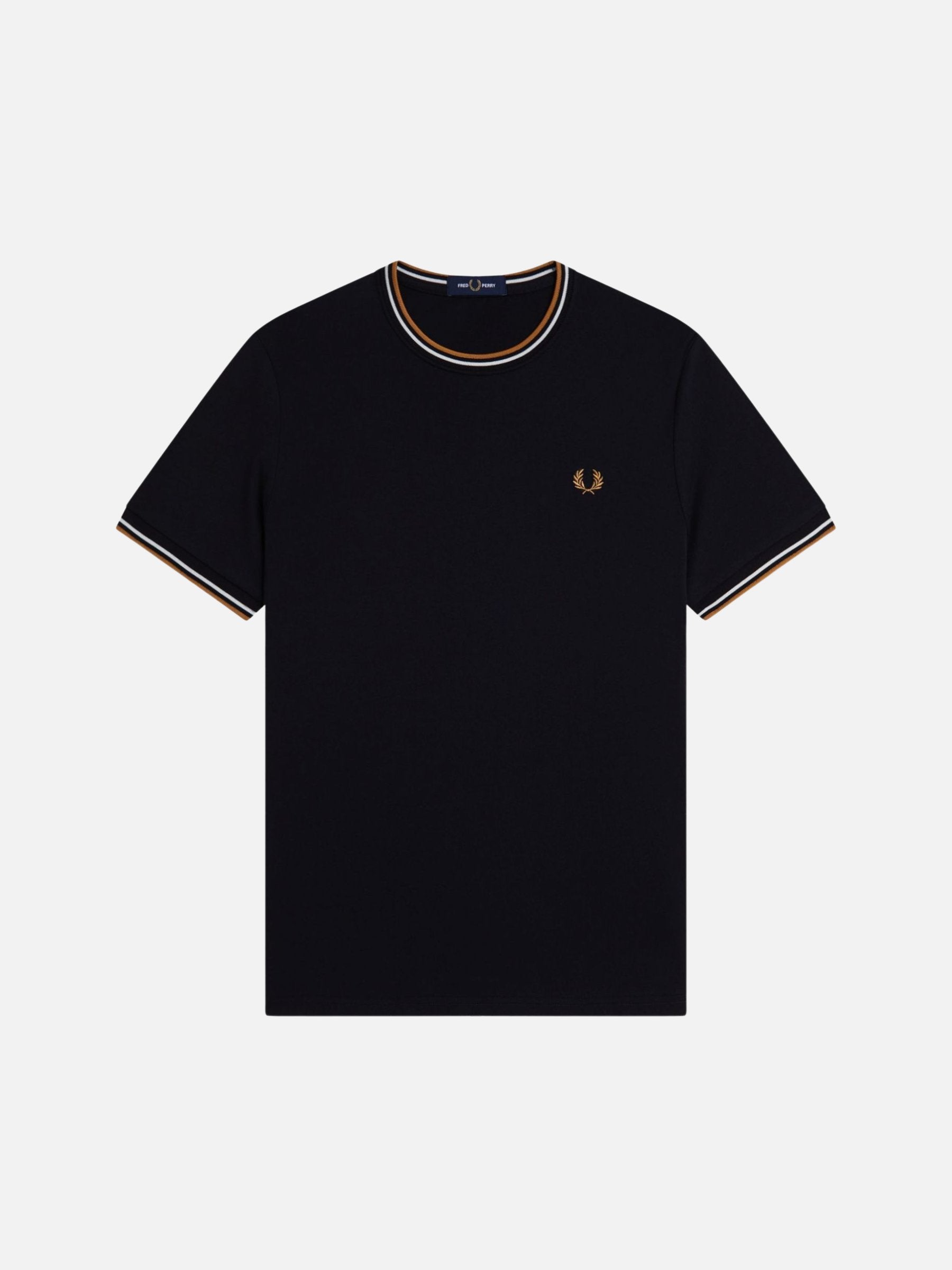 FRED PERRY - Twin Tipped T-Shirt - Black / Ecru / Dark Caramel