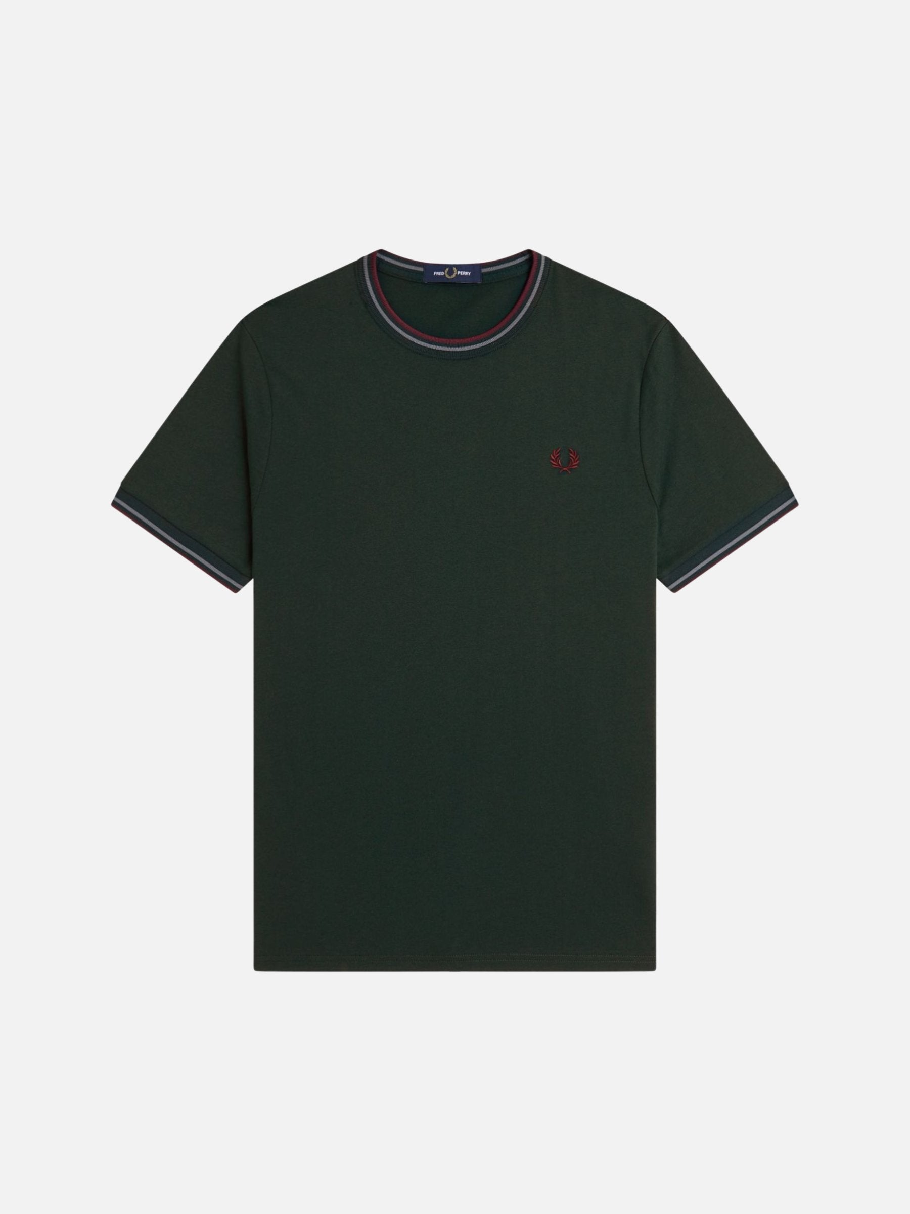 FRED PERRY - Twin Tipped T-Shirt - Grassroots / Stockport Blue / Oxblood