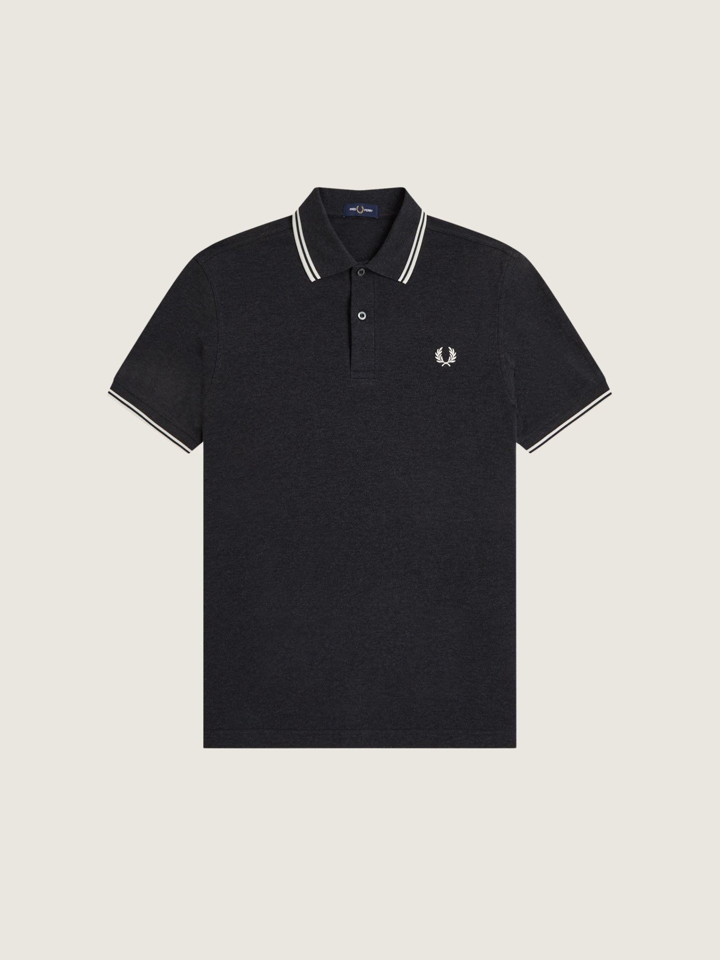 FRED PERRY - Twin Tipped Fred Perry Shirt - Charcoal Marl / Ecru
