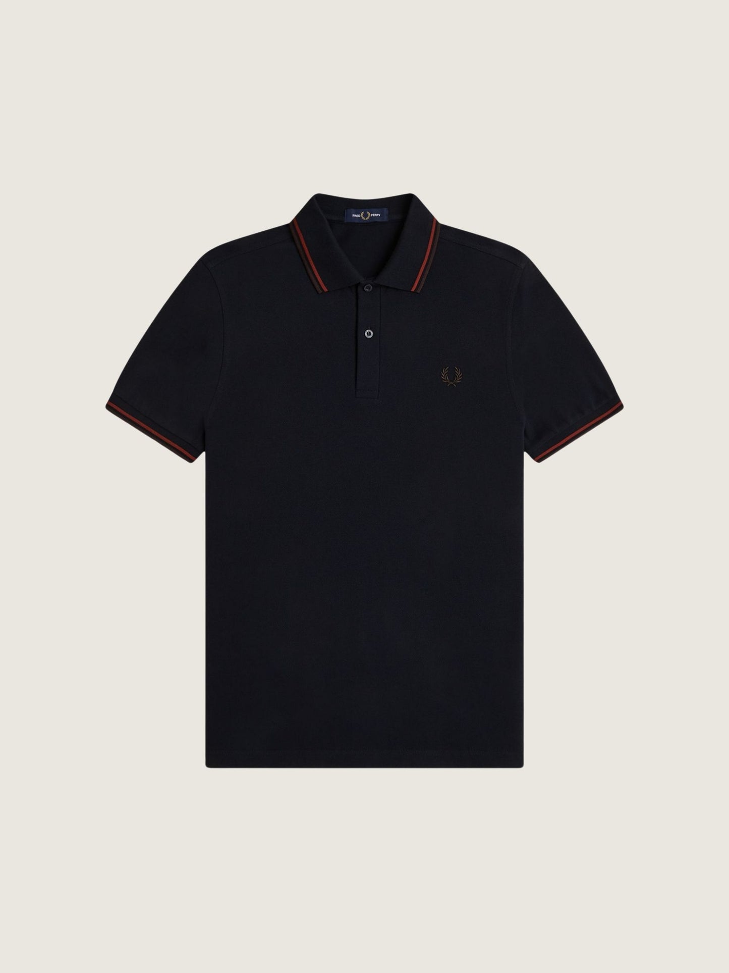 FRED PERRY - Twin Tipped Fred Perry Shirt - Navy / Brandy / Rich Brown
