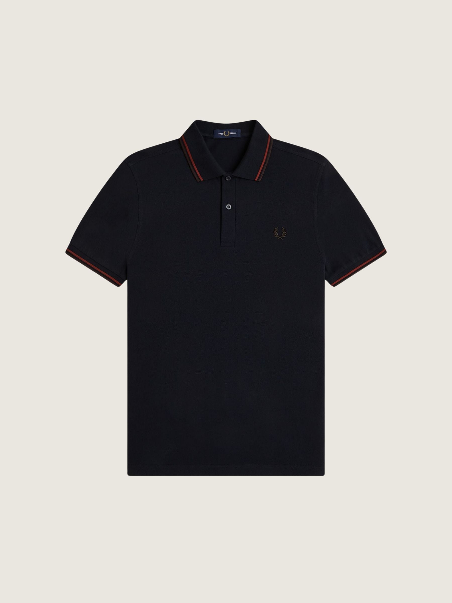 FRED PERRY - Twin Tipped Fred Perry Shirt - Navy / Brandy / Rich Brown