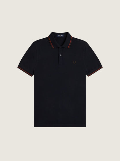 FRED PERRY - Twin Tipped Fred Perry Shirt - Navy / Brandy / Rich Brown