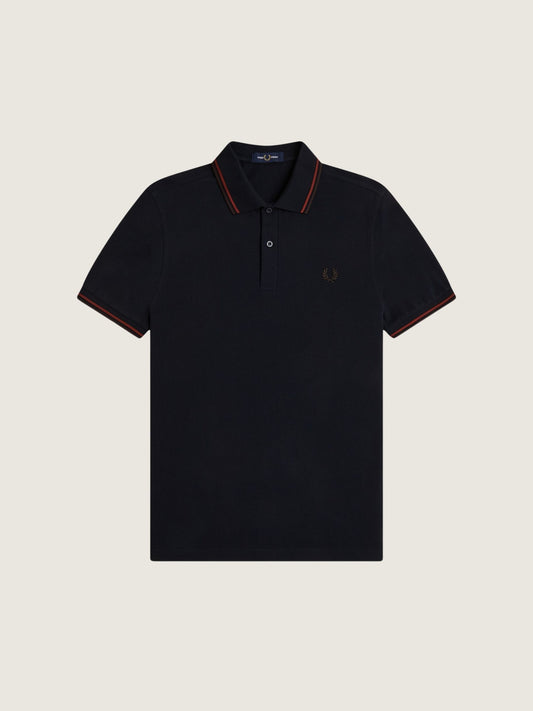 FRED PERRY - Twin Tipped Fred Perry Shirt - Navy / Brandy / Rich Brown