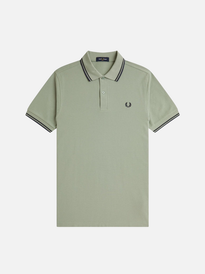 FRED PERRY - Twin Tipped Shirt - Bayleaf / Dark Airforce
