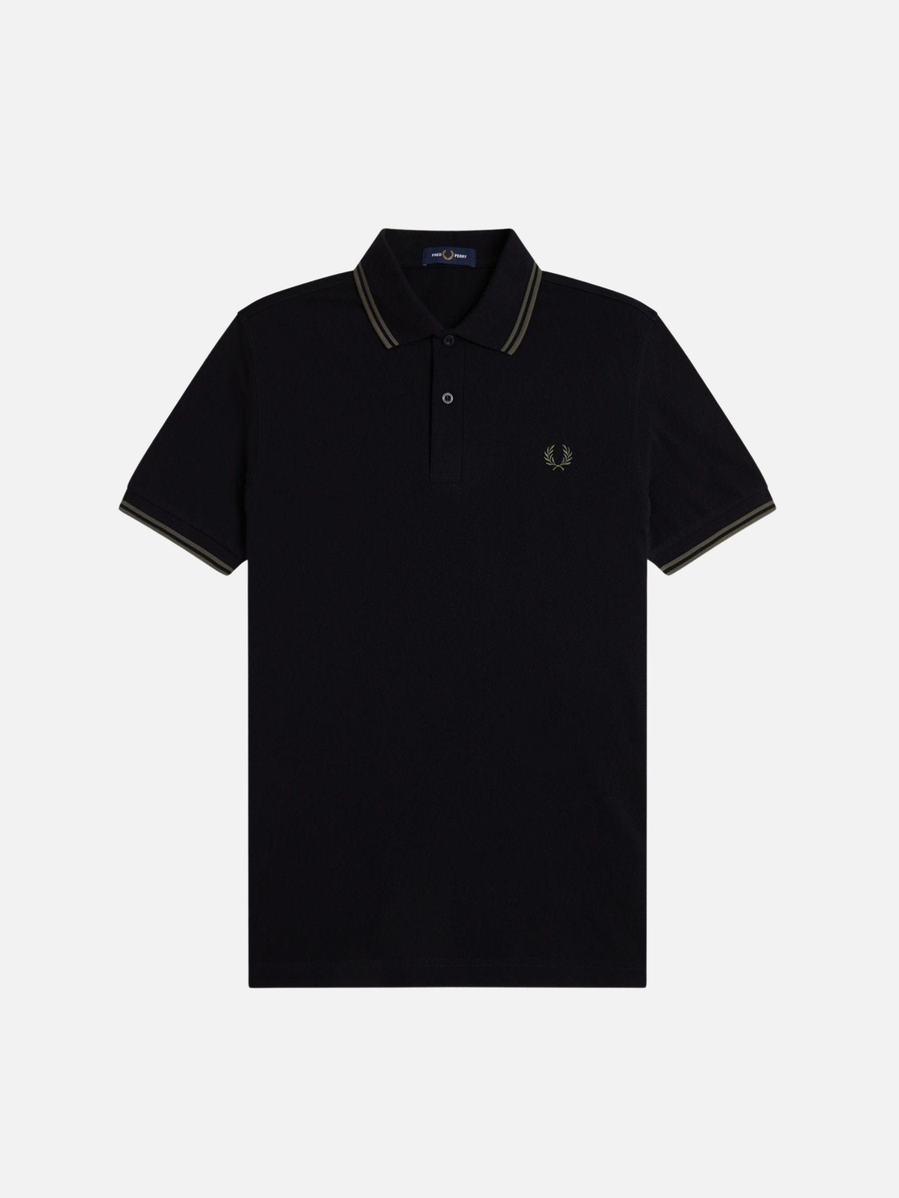 FRED PERRY - Twin Tipped Shirt - Black / Field Green