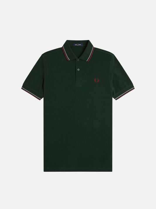 FRED PERRY - Twin Tipped Shirt - Grassroots / Stockport Blue / Oxblood