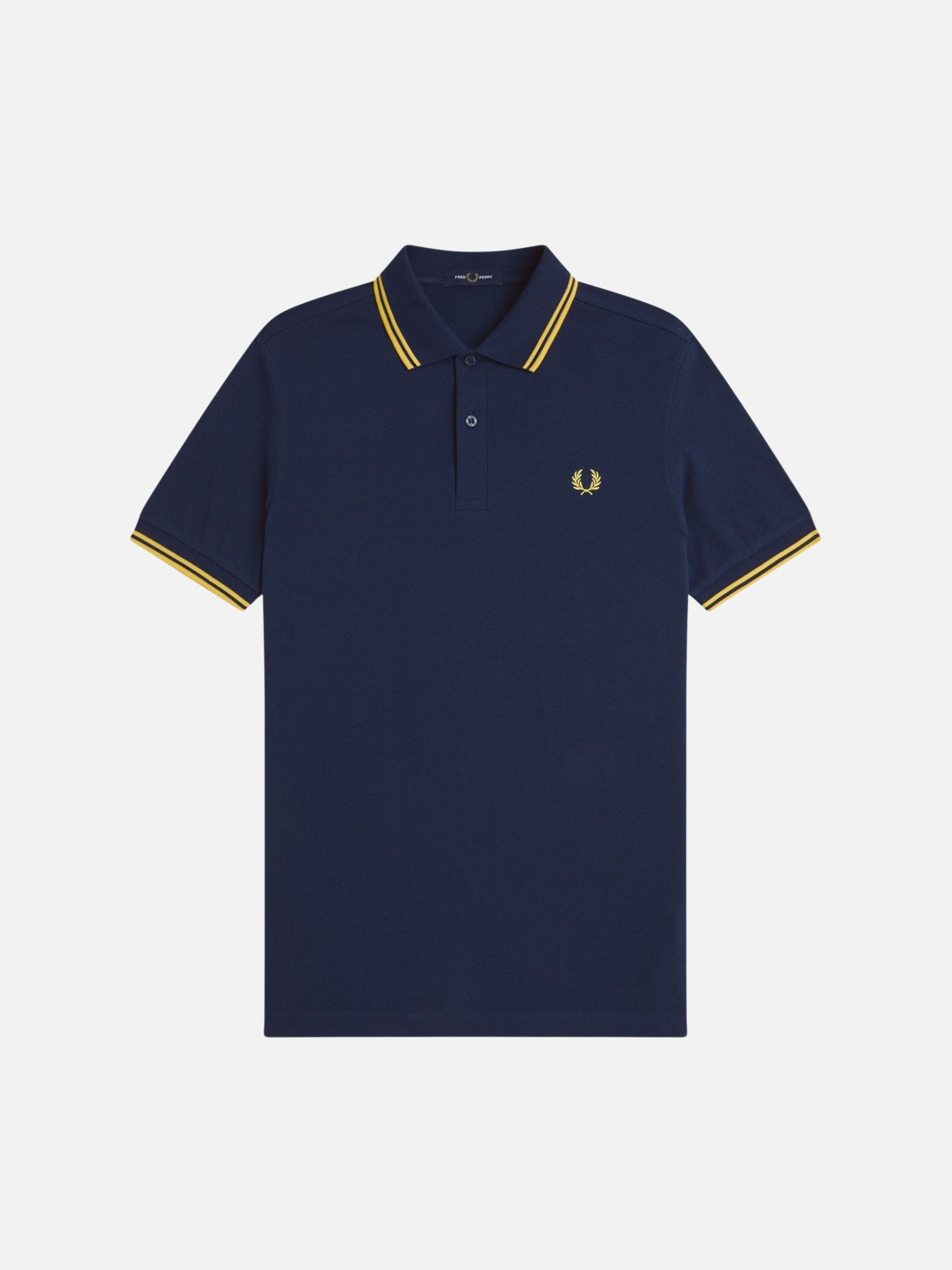 FRED PERRY - Twin Tipped Shirt - Tennis Blue / Lemon Barley