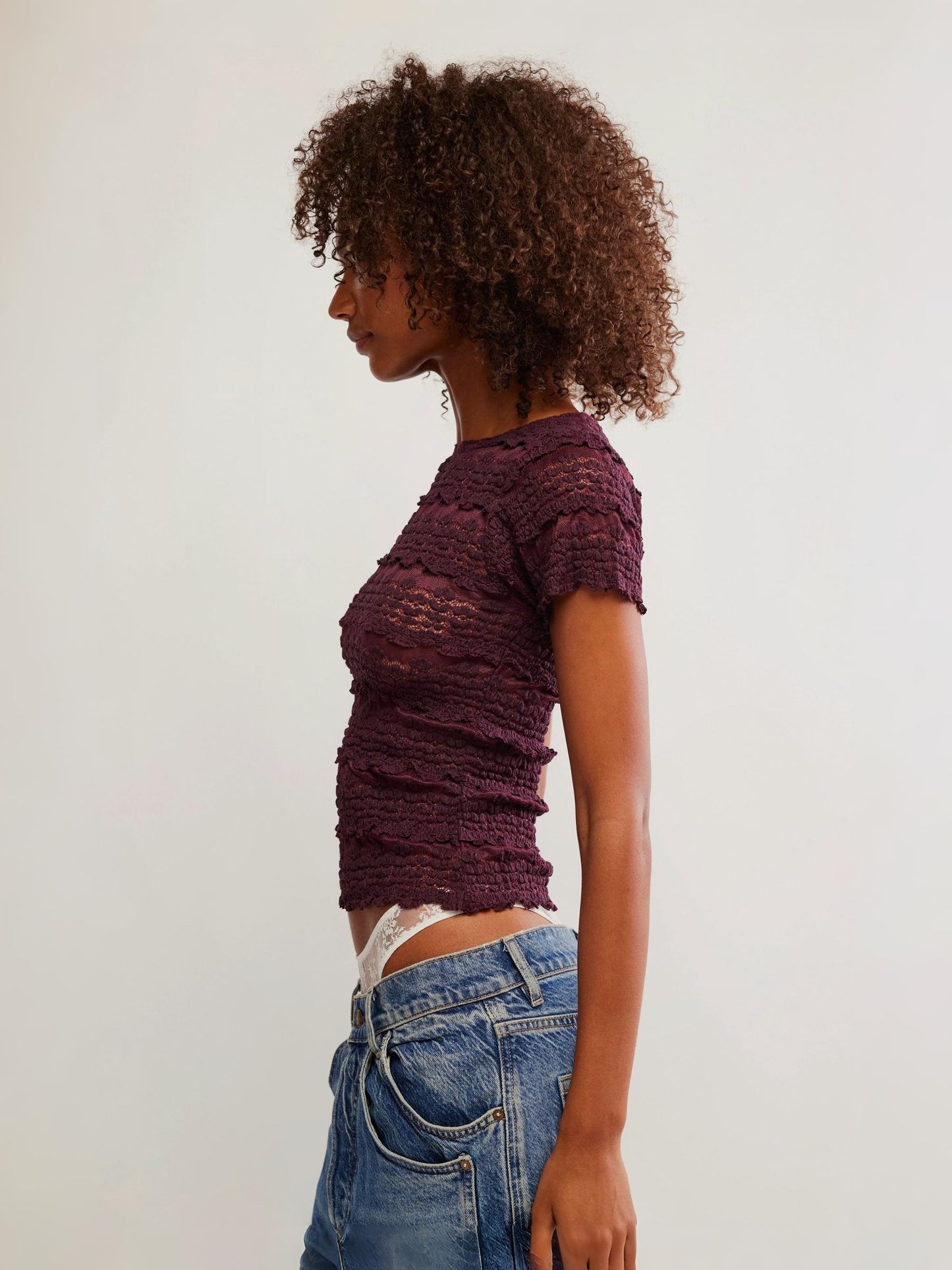 FREE PEOPLE - Angelina Lace Tee - 